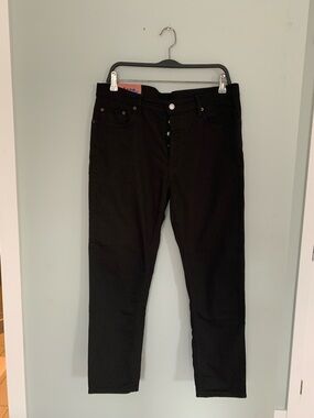 Slim Men's Black Jeans with Button Fly